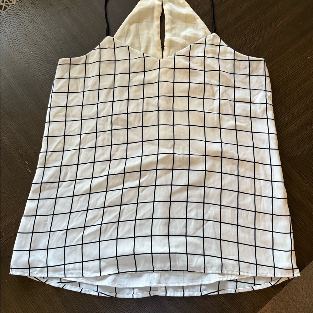Express White and Black Grid Blouse